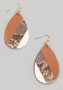 Brown Faux Leather Earring