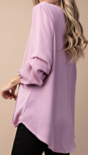 Load image into Gallery viewer, Lilac Tucked Balloon Sleeve Soft Drape Top
