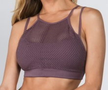 Load image into Gallery viewer, Smoky Purple Mesh Sports Bra
