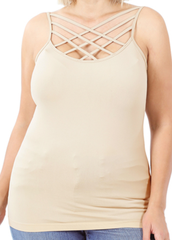 Taupe Criss Cross Plus Tank