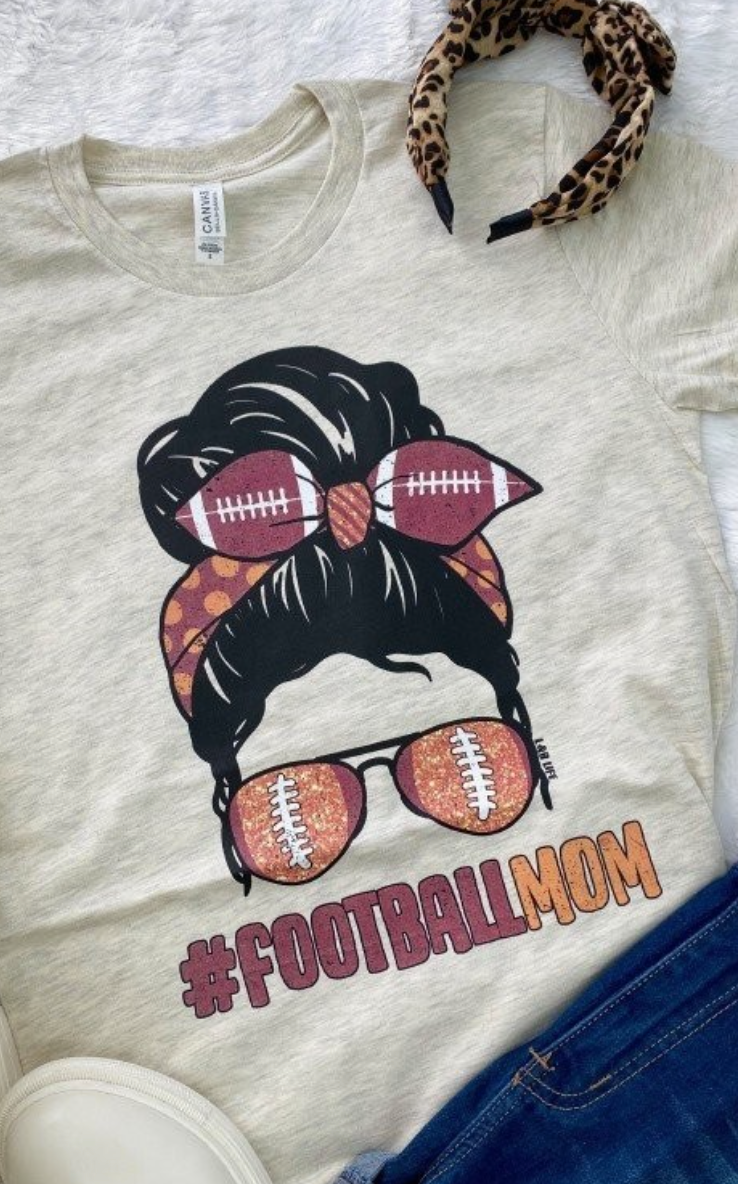 Oatmeal Football Mom Tee