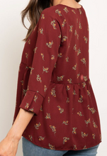 Load image into Gallery viewer, Burgundy Floral Top
