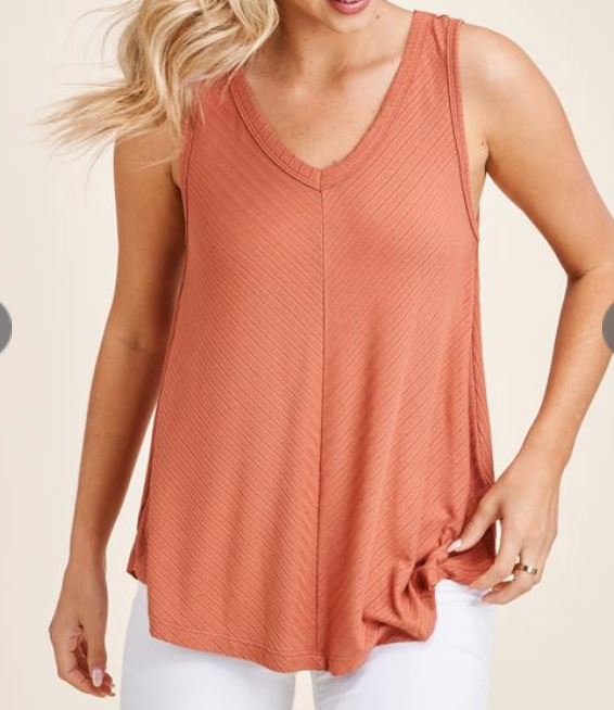 Light Rust Ribbed Tank