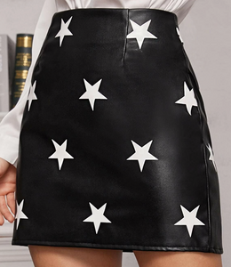 Black Leather Star Skirt