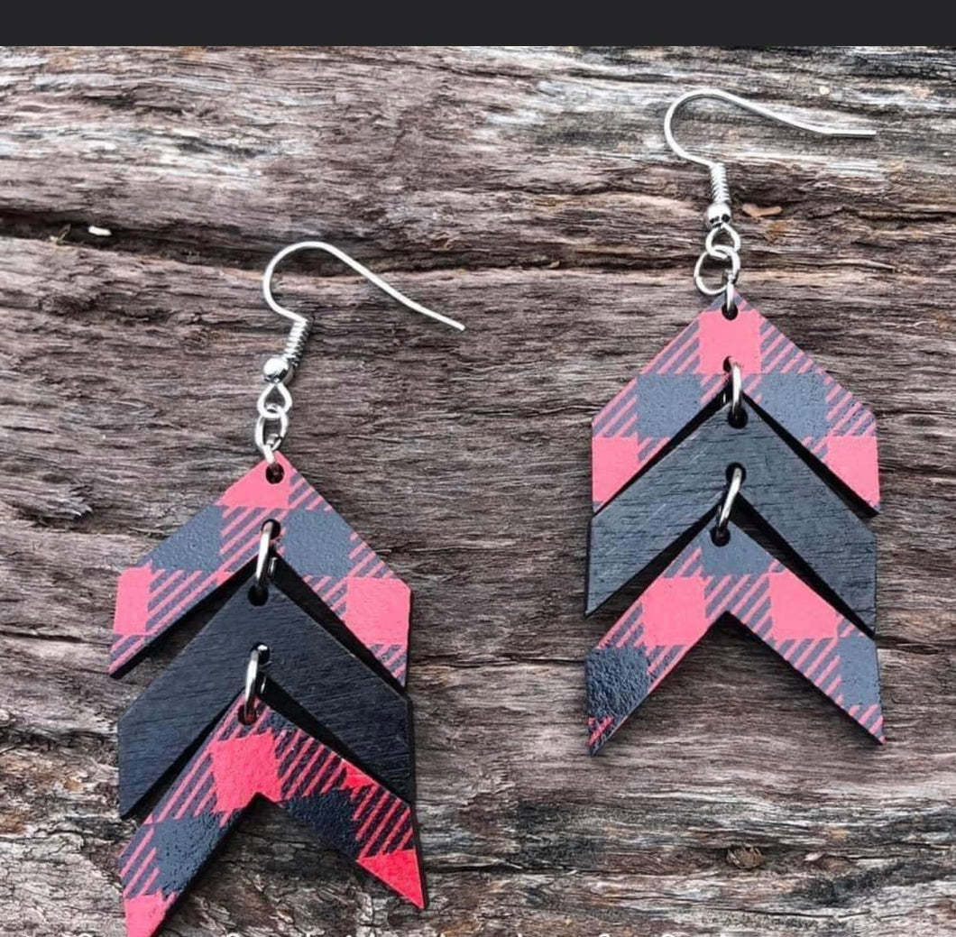 Plaid Chevron Dangle