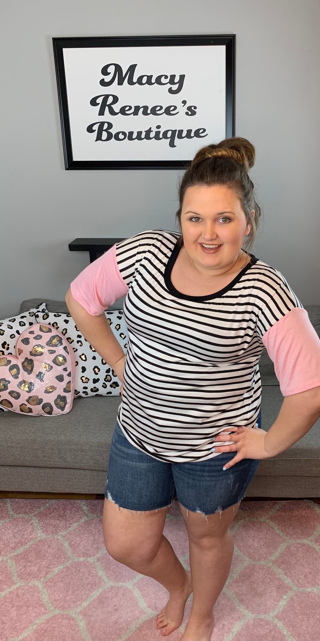 Pink & Black Striped Tee