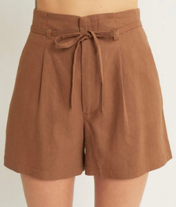 Brown Linen Shorts